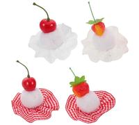 Zerodeko 4pcs Birthday Decorative Hair Clip Fruit Shaped Food Hair Clips Cherry Strawberry Cake Alligator for Women Teen Ponytail Accessories