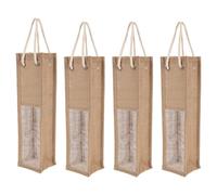 Zerodeko 4pcs Burlap Bottle Pouch Wine Holder Decorative Wine Bag Lightweight Strong Bearing Capacity Khaki Jute under The Christmas Tree