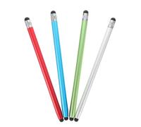 Zerodeko 4pcs Capacitive Stylus Pen Double Sides Rubber Head Silicone Magnesium Alloy Smooth Writing Drawing for Touch Screen Devices Silver Blue Red Green