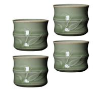 Zerodeko 4pcs Ceramic Decorative Tea Cups Set, Small Round Teacups with Modern Craftsmanship, Easy to Clean and Safe, Tea Accessory for Home and Gift