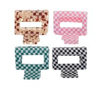 Zerodeko 4pcs Checkerboard Hair Claw Clips Set Small Rectangle Claw Clamp Hair Accessories for Women Black White Patterned Hairstyle Jaw Clips and Styling
