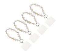 Zerodeko 4pcs Crystal Phone Charm Lanyard for Women with Beaded Wrist Strap and Metal Buckle, Flexible Detachable Mobile Phone Hanging Rope for Daily Use and Gatherings