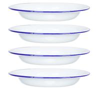 Zerodeko 4pcs Enamel Plate Round Serving Platter Appetizer Serving Platters Enamel Dinner Plates Vintage Enamel Dish Cuplake Dishes Restaurant Dinner Plates Enamel Fruit Platter White