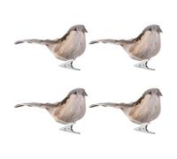 Zerodeko 4pcs Fake Sparrow Bird Decor Bird Ornaments for Garden Vivid Simulation Greening Decoration