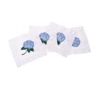 Zerodeko 4pcs Floral Cloth Cocktail Napkins, 6x6 Inch Reusable Square Embroidered Napkins for Tea Parties and Christmas Dining