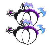 Zerodeko 4pcs Halloween Spider and Bat Headbands Fit Festival Hair Accessories for Adults Lightweight Plush Cosplay Hair Hoop for Party Dress Up