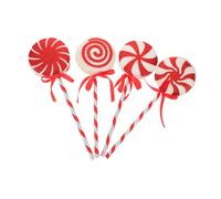 Zerodeko 4pcs Jumbo Peppermint Lollipop Christmas Tree Picks Lightweight Hanging Xmas Decorations with Striped Swirl Candy Design Bow Accents for Holiday Party Year Tree Topper Ornaments