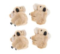 Zerodeko 4pcs Koala Hair Clips Mini Hair Claw Clips with Lambswool Smooth Fur Light and Comfortable Khaki Styling Accessories for Kids Teens