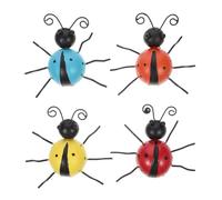 Zerodeko 4Pcs Metal Ladybird Wall Art Ornaments Simulated Iron Ladybug Garden Decorations for Outdoor Fence Porch Tree Hanging with Hand-painted Rust-resistant Finish Random Color