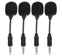 Zerodeko 4pcs Mini Noise Canceling In-line Microphone 4-pole for Mobile Phones and Pcs, Portable Black Singing and Live Streaming Mic with Direct Plug, Voice Recording Microphone for Gaming