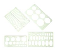 Zerodeko 4pcs Multi-Functional Abs Drawing Stencils and Technical Measuring Rulers for Students, Versatile Geometric Painting Templates for School Work and Art Design