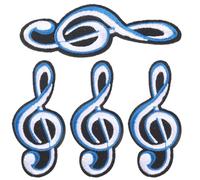 Zerodeko 4pcs Music Note Shaped Embroidered Iron-on Cloth Patches for Clothing and Shoes, Decorative Coat Patches to Hide Torn Spots, Suitable for Tailor Shop and Home Use