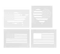 Zerodeko 4pcs Plastic Painting Template Set with Hollowed-Out American Element Design, Good Toughness and Not Easy to Crack, for Wall Decoration and Homes, Beige Colour