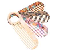 Zerodeko 4pcs Portable Cellulose Acetate Wide Tooth Hair Combs with Decorative Chic Patterns and Matte Finish, Anti-static round Tooth Design for Gentle Detangling, Suitable for Sports