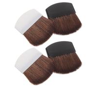 Zerodeko 4pcs Portable Mini Powder Blush Brush with Soft Flat Synthetic Bristles and Ergonomic Aluminum Handle for Easy to Use Wide Coverage Makeup Application at Home or Travel