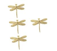 Zerodeko 4pcs Retro Dragonfly Figurine Feng Shui Wealth Figure Ornament for Decor