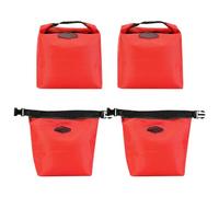 Zerodeko 4pcs Reusable Insulated Lunch Bag with Zipper, Nylon Handle Red | Thermal Lining, Ample Space for Snack Containers and Beverages, Easy-clean Exterior for Office Lunch, Students