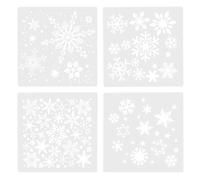 Zerodeko 4pcs Reusable Stencils DIY Christmas Snowflake Stencil Templates Snow Flake Painting Shape Snow Scene Template Craft Decorative Paint Tool Number White