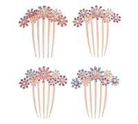Zerodeko 4pcs Rhinestone Hair Comb Clips Elegant Metal Hairpin Accessories for Women Vintage Styling Hair Jewelry Lightweight Secure Fit for Formal Occasions