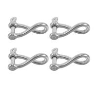 Zerodeko 4pcs Stainless Steel Twisted Bow Shackle 4mm Screw Pin for Yachts | Corrosion Resistant Rigging Accessory, Easy Assembly and Removal, Silver Finish for Leisure Boating Anchoring