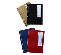 Zerodeko 4pcs Vintage Chinese Calligraphy Notebooks with Thick Blank Paper Retro Car Line Stitching Journals for School Office Sketching Writing and Kung Fu Cosplay Props