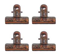 Zerodeko 4pcs Vintage Metal Binder Clips with Effortless Clamping and Easy One-Hand Operation, Iron Bulldog Clips for Hanging Photos, Documents, and Paper with Retro Charm Design