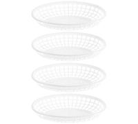 Zerodeko 4pcs White Plastic Food Containers Snack Plates for Vegetables and Snacks, Easy to Clean and Not Easy to Break, for Daily Use and Fast Food Restaurants