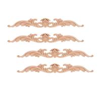 Zerodeko 4pcs Wooden Carved Onlays Vintage Style Wood Decals for DIY Installation, Enhanced Dimensionality and Versatile Decoration on Mantel and Bed Furniture