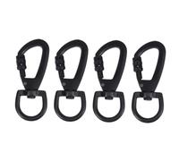 Zerodeko 4pcs Zinc Alloy D Shaped Black Snap Clasp Hooks Rotating Dog Buckle Keychains for Outdoor Camping Hiking Leash Accessories