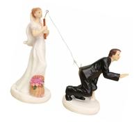 Zerodeko 5 Inch Wedding Cake Topper - Funny Bride and Groom Figurine for Marriage Statue Decor - Unique Wedding Table Centerpiece for Reception & Bridal Shower Prop - Romantic Sculpture
