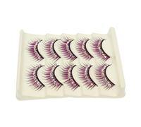 Zerodeko 5 Pairs Purple False Lashes High Density Comfortable Fake Eyelashes with Chemical Fiber Hard Stem for Fashion Show and Photography