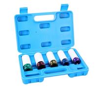 Zerodeko 5 Pcs Alloy Wheel Socket Adapter Set for Car Tire Nut Protection | 15mm 17mm 19mm 21mm 22mm Sizes, Non-slip Finish, Red Box and Blue Box Included