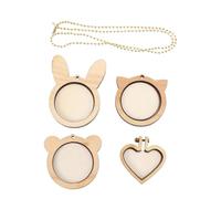 Zerodeko 5 Pcs Mini Wooden Cross Stitch Fixing Frame with Gold Bead Chain and Two Fixing Wood Pieces, Easy to Assemble Hanging Pendant for DIY Stitching and Crafting