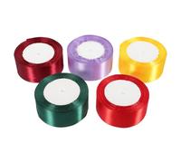 Zerodeko 5 Rolls Satin Packaging Ribbon 4cm Wide Colorful Decorative Craft Ribbon Set for Wedding Chair Back Flower Cake Wrapping DIY Bow for Party Decoration