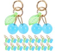 Zerodeko 50pcs Blue Cherry Charm Pendants with Loop for DIY Jewelry Making, Fruit Charms for Bracelets, Earrings, Necklaces, Mini Blossom Beads for Craft Accessories and Christmas