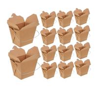 Zerodeko 50pcs Chinese Takeout Boxes Paper Food Containers with Wire Handle Coffee Colour Iron and Paper Material Convenient to Carry and Resist Deformation for Travel