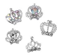 Zerodeko 50pcs Crown Nail Studs Manicure Charms DIY Nail Art Accessories Alloy Material Easy to Apply Stylish Silver Decorations and Craft Style