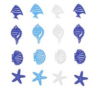 Zerodeko 50pcs Wooden Ocean Theme Cutouts for DIY Crafts Featuring Mediterranean Style Shells, Fish, and Snails, Compact and Portable Wooden Beach Decor for Sea Parties Assorted Style
