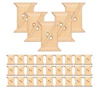 Zerodeko 50pcs Wooden Yarn Bobbins for Knitting Machines, DIY Cross Stitch Thread Winding Boards 24x19mm Natural Wood, Knitting and Weaving Tool for Home Crafting