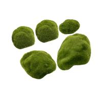 Zerodeko 5pcs Artificial Flocking Moss Rocks, Lightweight Foam Mossy Stone Shape Decorations, Realistic Green Fake Moss Stones for Micro Landscape and Bonsai Ornament