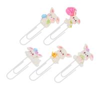 Zerodeko 5pcs Easter Bunny Metal Paper Clips Rabbit Shaped Bookmarks with Watering Can, Flower, Lazy Pose, Carrot, and Squint Eyes Designs for Office, School Document Fixing and Easter
