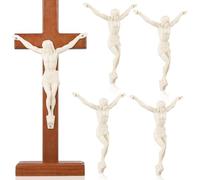 Zerodeko 5Pcs Ivory Plastic Jesus Figurines | DIY Crucifix Making Parts, Christian Cross Craft Ornament, Religious Baptism Easter Gift for Wall Home Decor