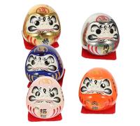 Zerodeko 5pcs Japanese Ceramic Figurine Ornament for Car Interior and Living Room, Unique Decorative Doll with Elegant Style and Atmospheric Effects, for Wealth and Fortune Accents