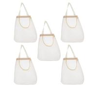 Zerodeko 5pcs Mesh Hanging Storage Bags Wall Mounted Kitchen Organizer Breathable Garlic Onion Potato Holder Reusable Vegetable Fruit Net Bags for Freshness and Space Saving
