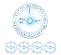 Zerodeko 5pcs Plastic Circle Protractor with Pointer Design for Easy Reading, Portable Full Round Protractor Ruler for Angle Measurement, for Classroom and Education Use by Students