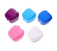 Zerodeko 5pcs Portable Leakproof Denture Soaking Case with Strainer Basket for False Teeth and Mouth Guards, for Travel and Cleaning, Sturdy Pp Material Storage Box