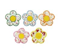 Zerodeko 5pcs Self-Adhesive Embroidered Flower Patches Floral Applique Vintage Polyester Decoration for Hats Clothing DIY Projects Revitalizing Old Garments