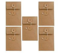 Zerodeko 5pcs Vintage Kraft Paper Envelopes Square Writable Surface String Tie Closure for Photos Postcards Organize Your Items Wedding Invitations