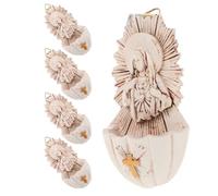 Zerodeko 5pcs Virgin Mary Holy Water Holder Resin Wall Hanging Religious Font for First Holy Communion Decor, Baptism Decor, Beige Easy Care Material Home Church Ornament