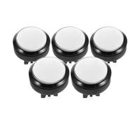 Zerodeko 5pcs White 60mm Arcade Push Buttons with LED Illumination and Microswitch for Arcade Machine Control Panel Upgrades, Flat Surface round Reset Switches for Night Play